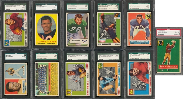 1954-1958 Topps and Bowman Football Graded Collection (11 Different)